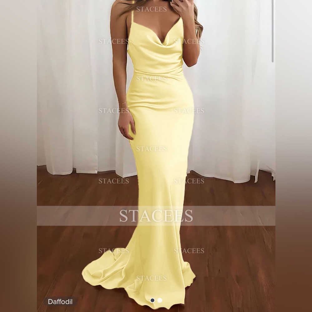 New prom dress with tags daffodil, yellow size 4 See tag in pic for measurements